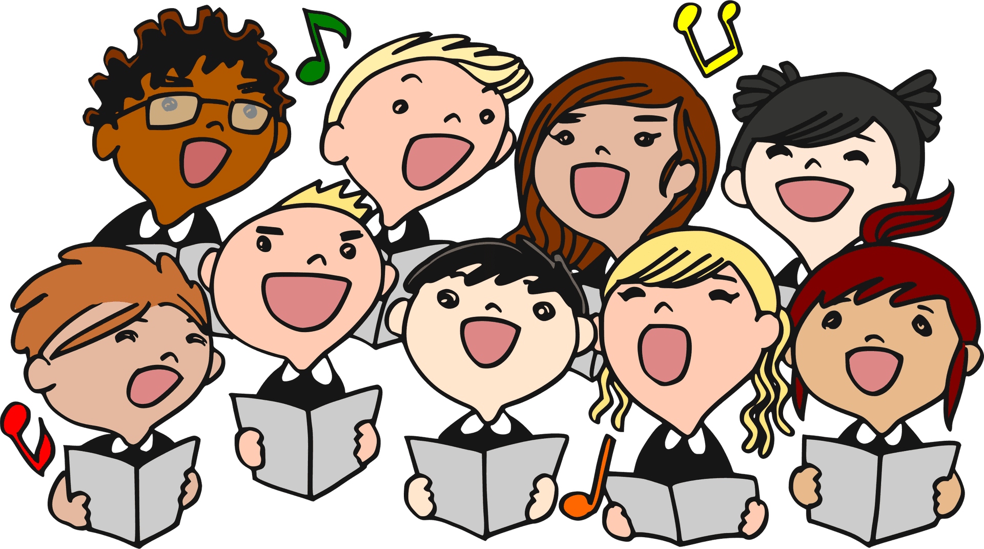 Cartoon Children Choir Singing PNG
