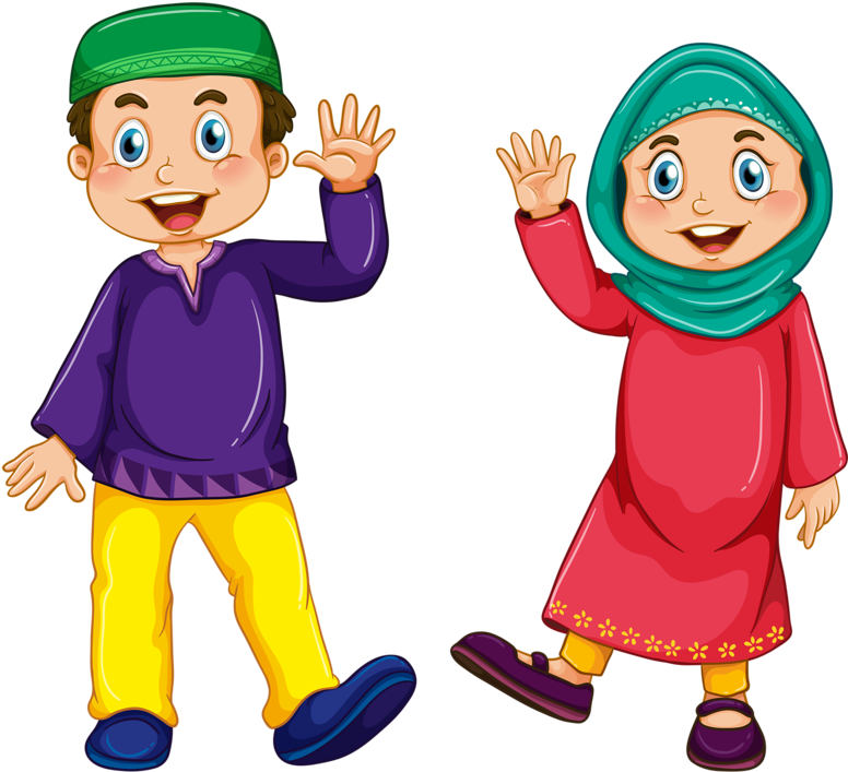 Cartoon Childrenin Traditional Clothing PNG