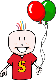 Cartoon Childwith Balloons PNG