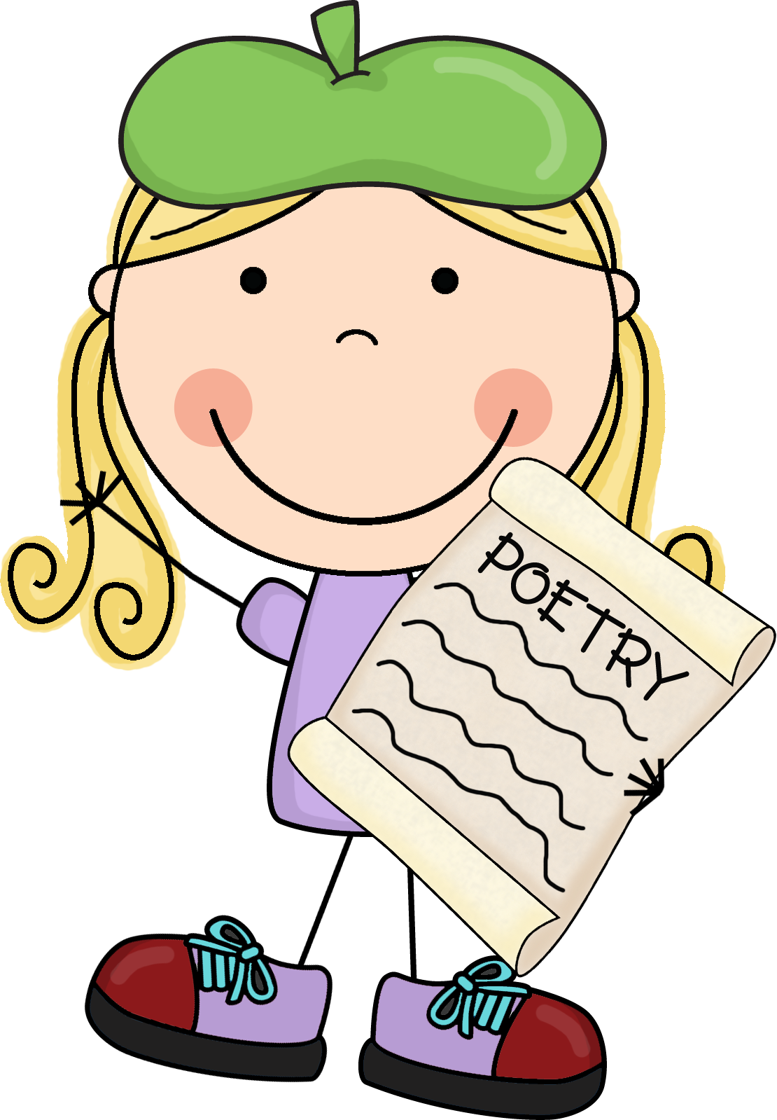 Cartoon Childwith Poetry Book PNG
