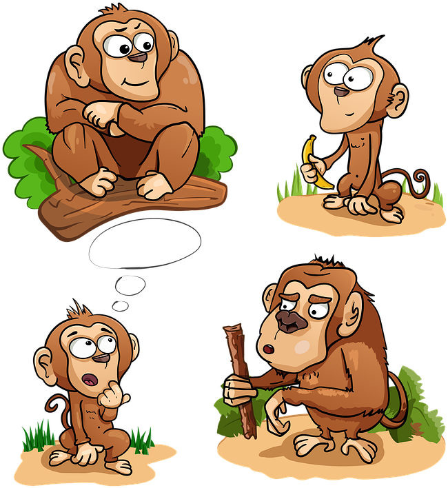 Cartoon Chimpanzees Various Expressions PNG