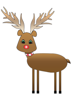 Cartoon Christmas Reindeerwith Red Nose PNG