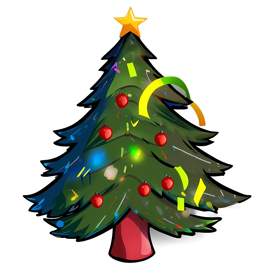 Cartoon Christmas Tree D PNG