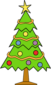 Cartoon Christmas Tree Decoration PNG