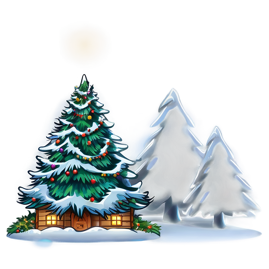 Cartoon Christmas Tree Winter Wonderland Png 53 PNG