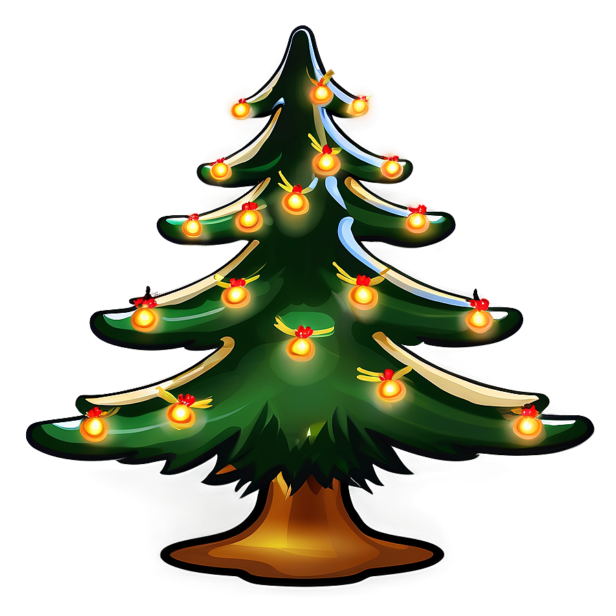 Cartoon Christmas Tree With Lights Png 44 PNG