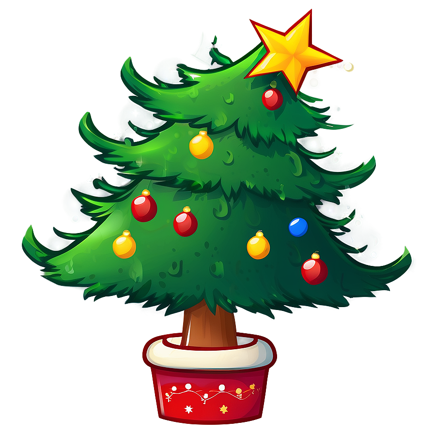 Cartoon Christmas Tree With Reindeer Png Vyh25 PNG