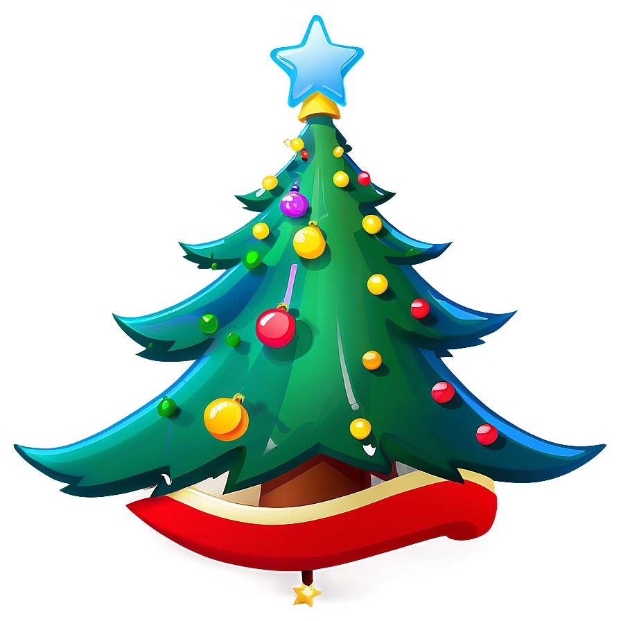 Cartoon Christmas Tree With Star Png 06132024 PNG