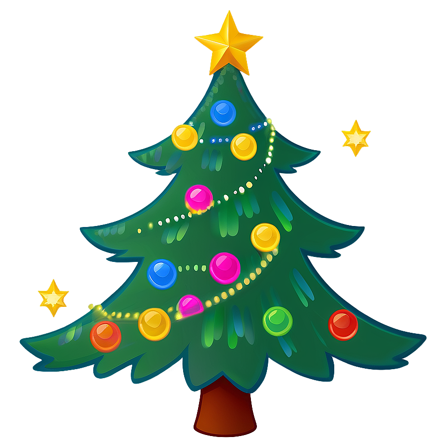 Cartoon Christmas Tree With Star Png 32 PNG