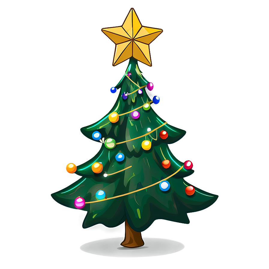 Cartoon Christmas Tree With Star Png Xas PNG