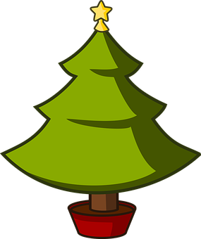 Cartoon Christmas Treewith Star PNG