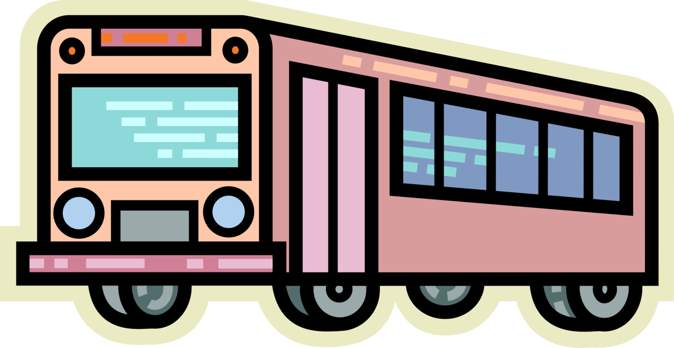 Cartoon City Bus Illustration PNG