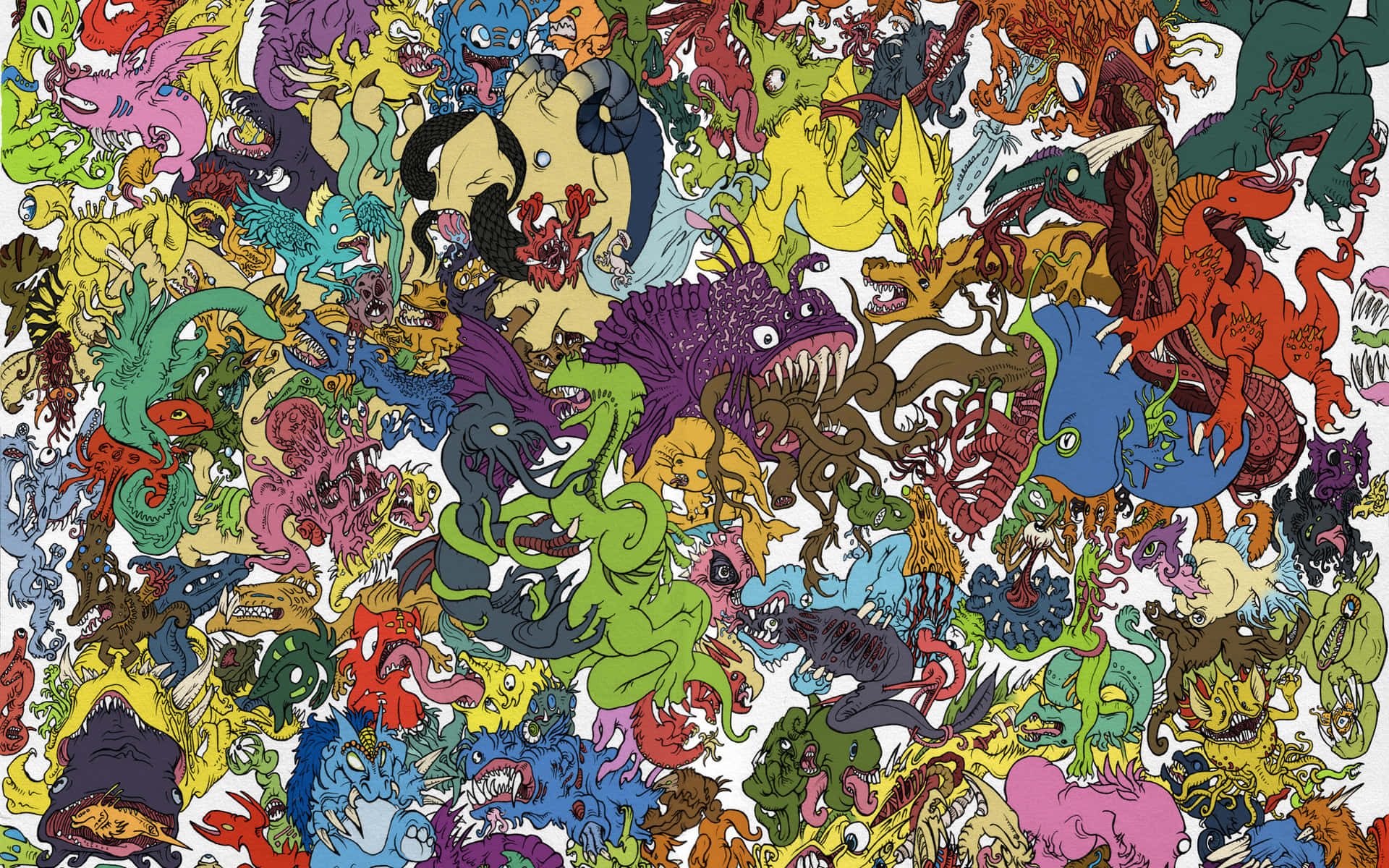 Four of your favorite cartoon characters in one bright, colorful collage! Wallpaper