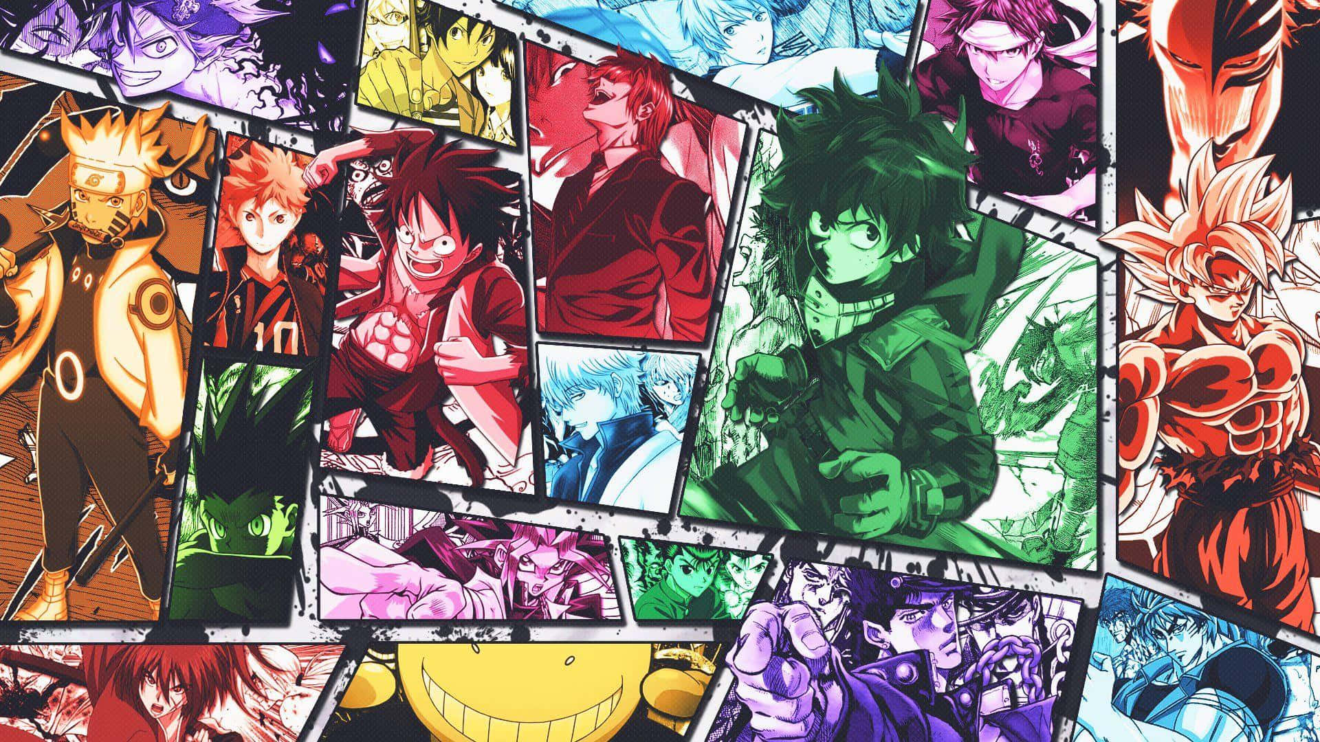 Enkollage Av Olika Anime-karaktärer Wallpaper