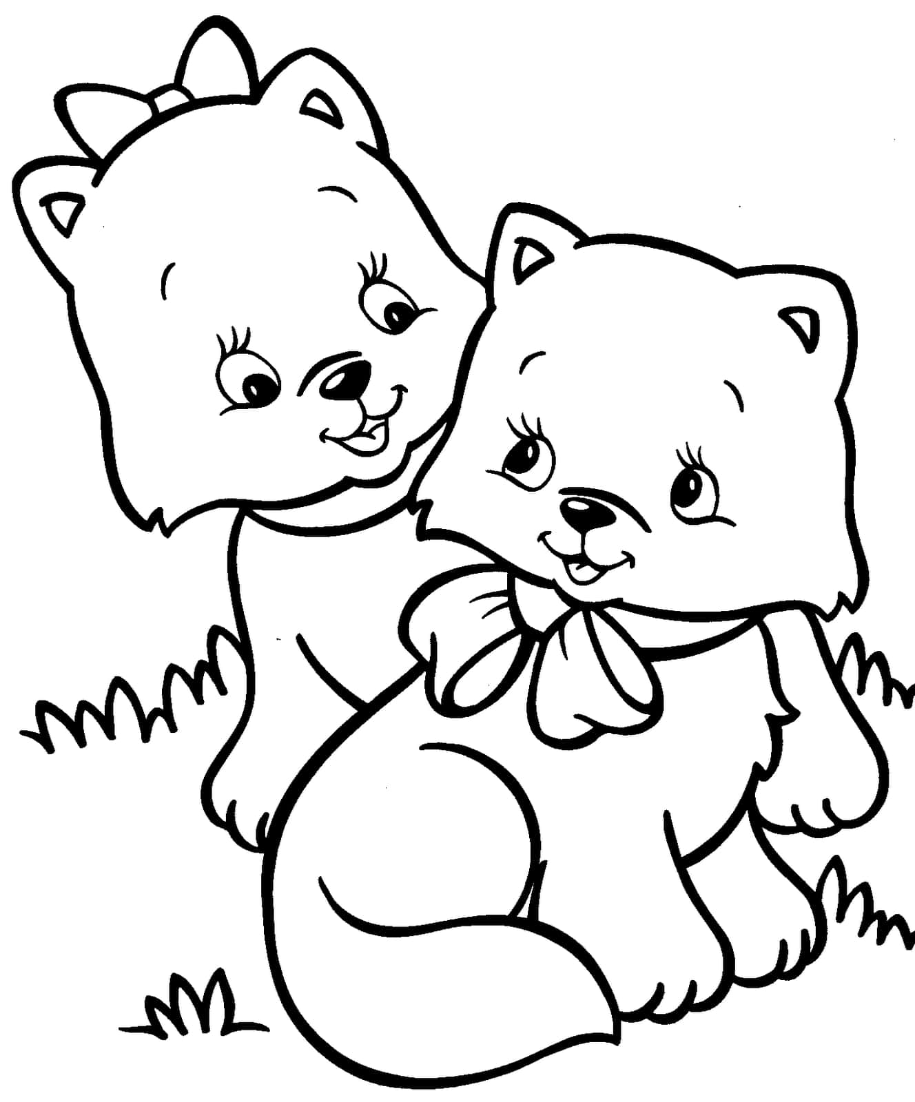 Two Cats Coloring Pages
