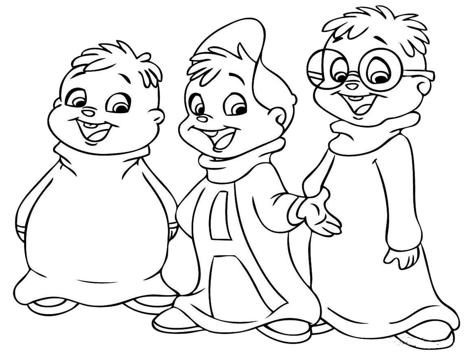 Three Chipmunks Coloring Pages