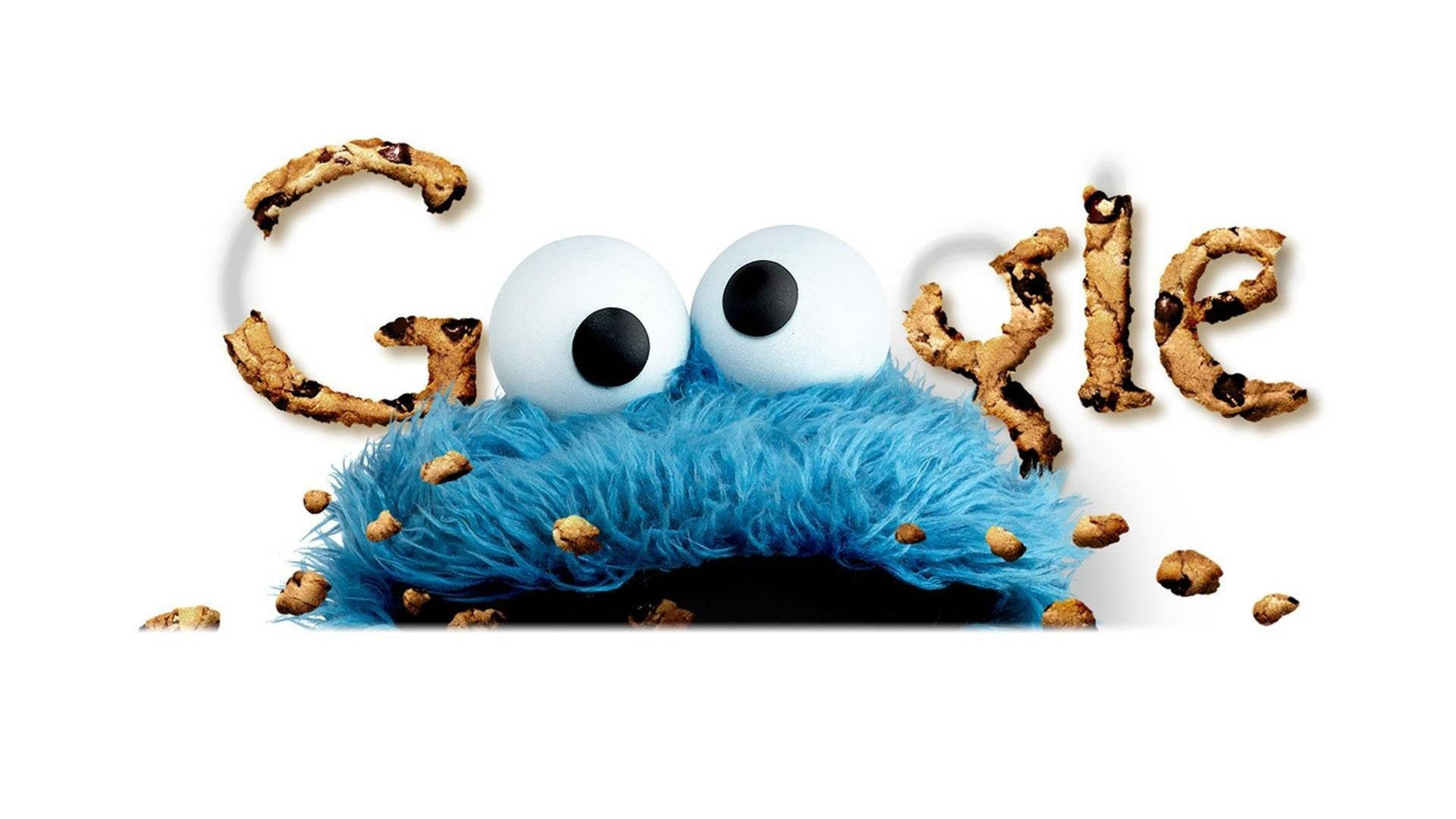 Cartoon Cookie Monster With Google Wallpaper