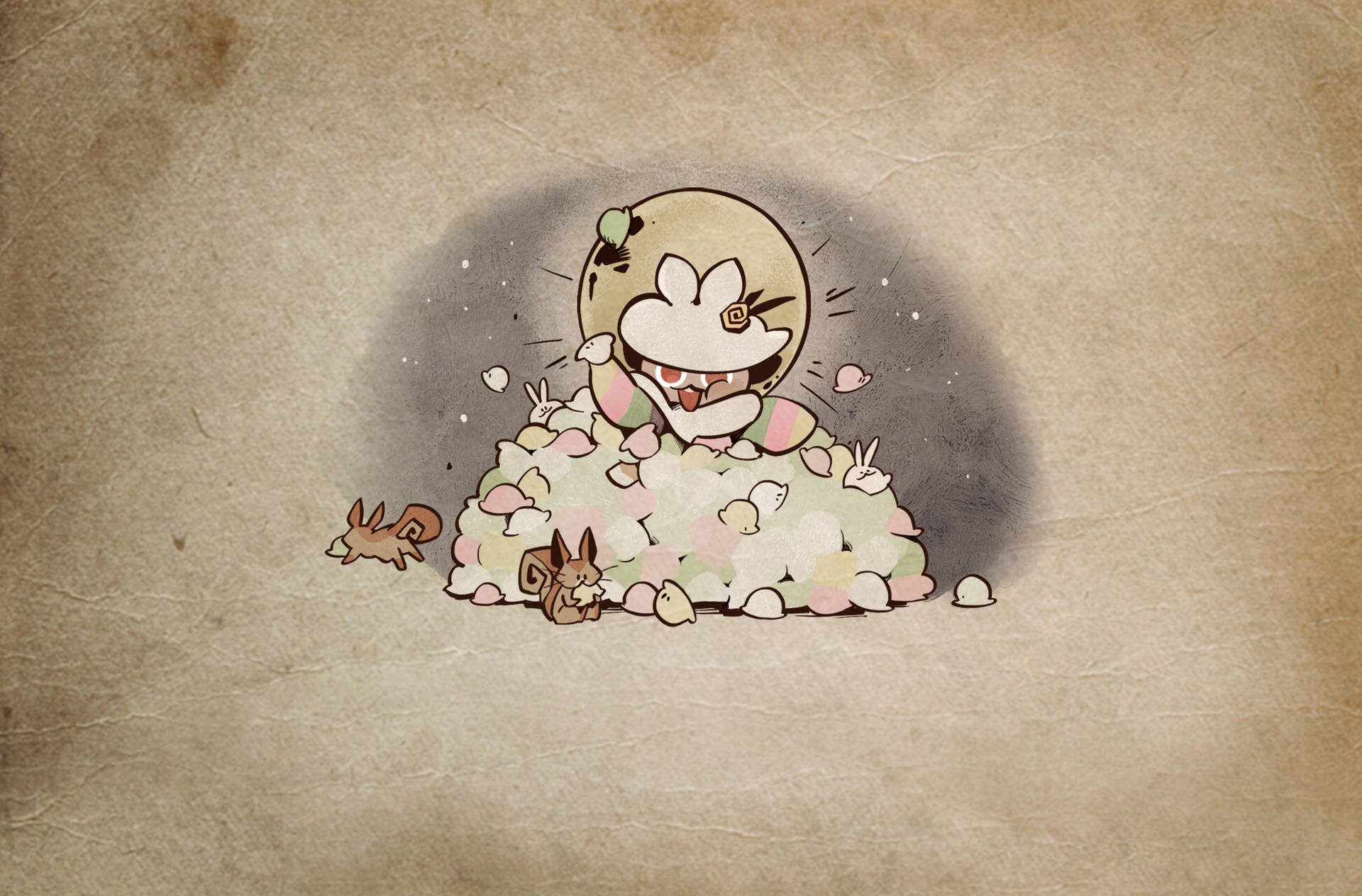 Cartoon Cookie Hiding In Acorn Stash Wallpaper