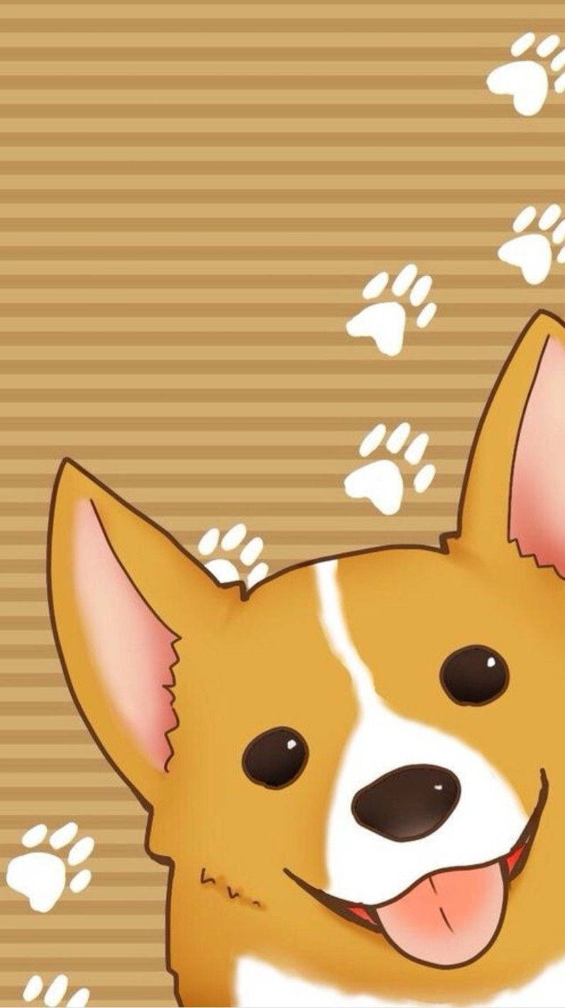 Cartoon Corgi Dog Background