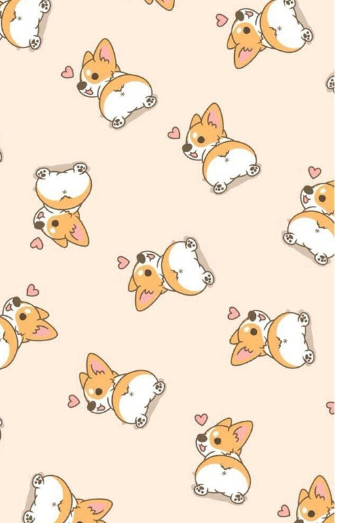 Cartoon Corgi Dogs Pattern Background