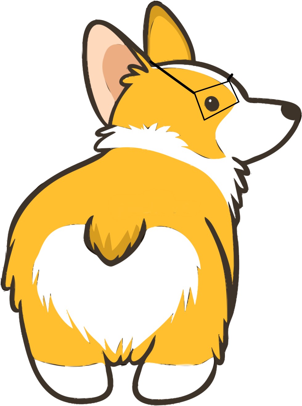 Cartoon Corgi Wearing Glasses PNG