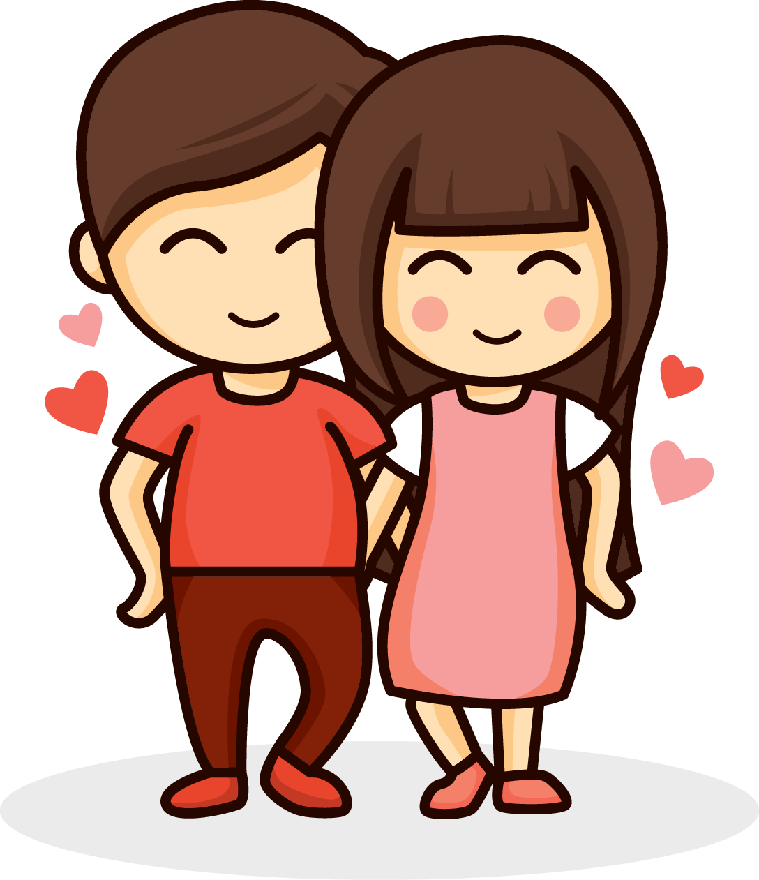 Cartoon Couple Embrace Love PNG