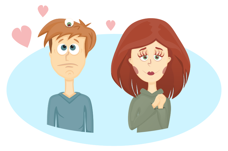 Cartoon Couple Emotions PNG