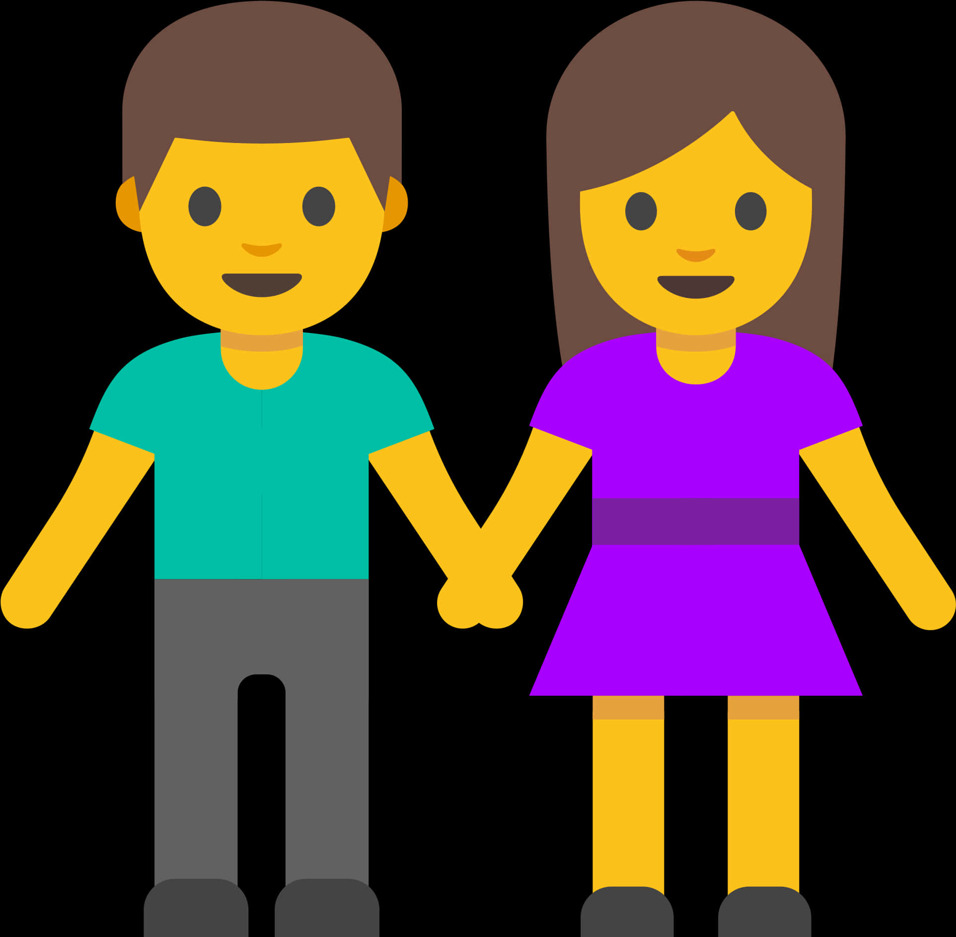 Cartoon Couple Holding Hands Emoji PNG