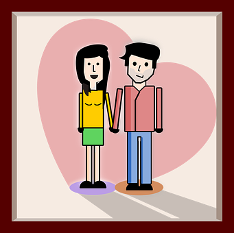 Cartoon Couple Holding Hands PNG