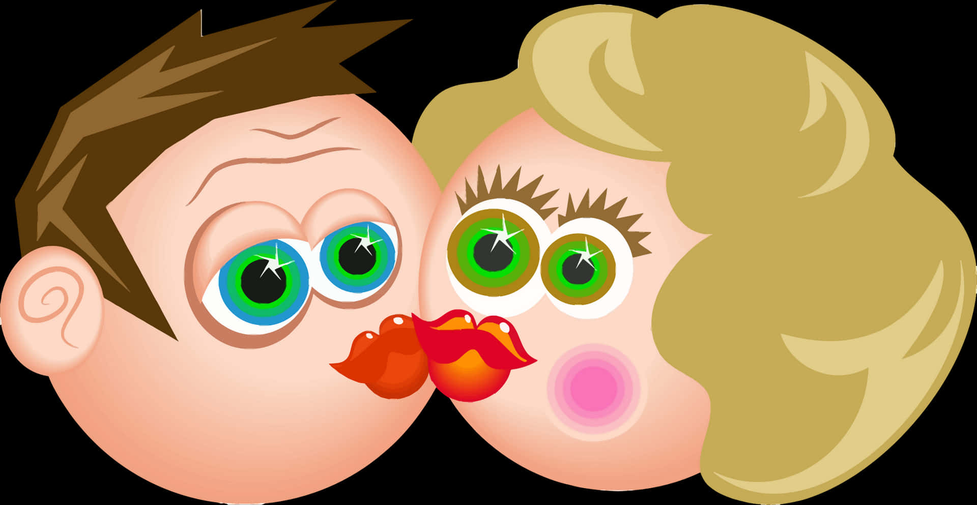 Cartoon Couple Kissing PNG