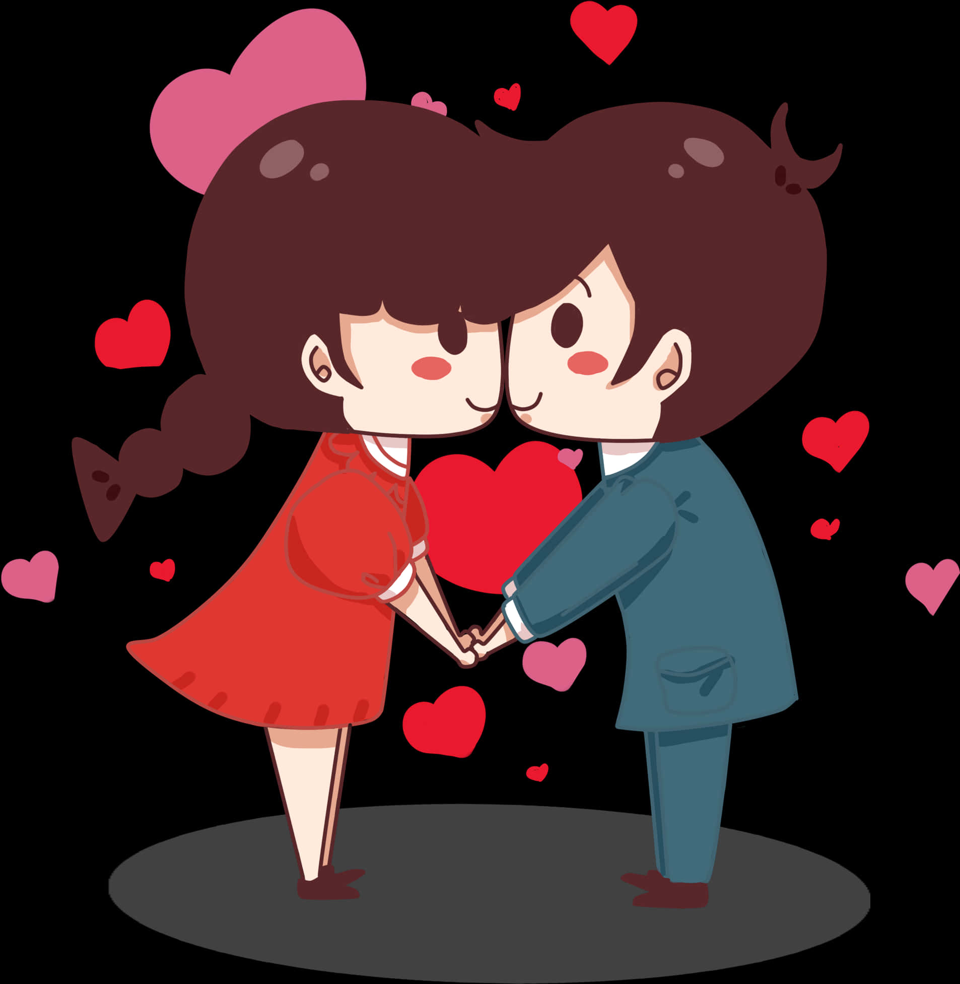 Cartoon Couple Kissing Love Emoji PNG