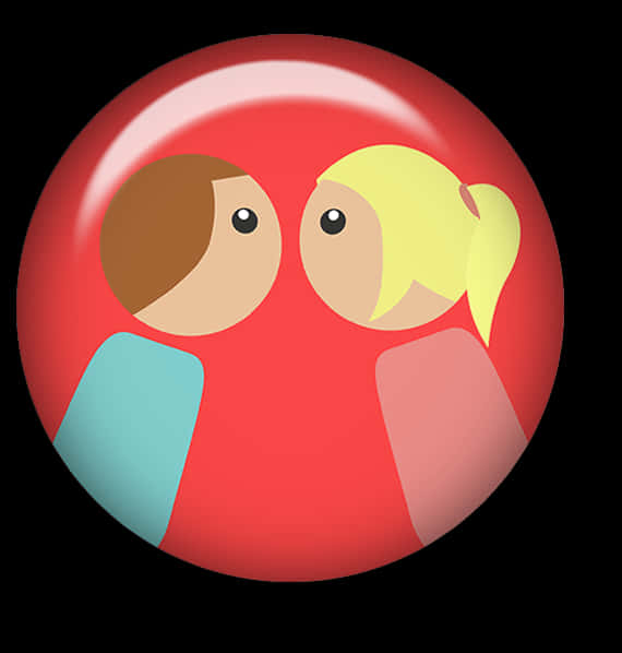 Cartoon Couple Kissing Red Background PNG