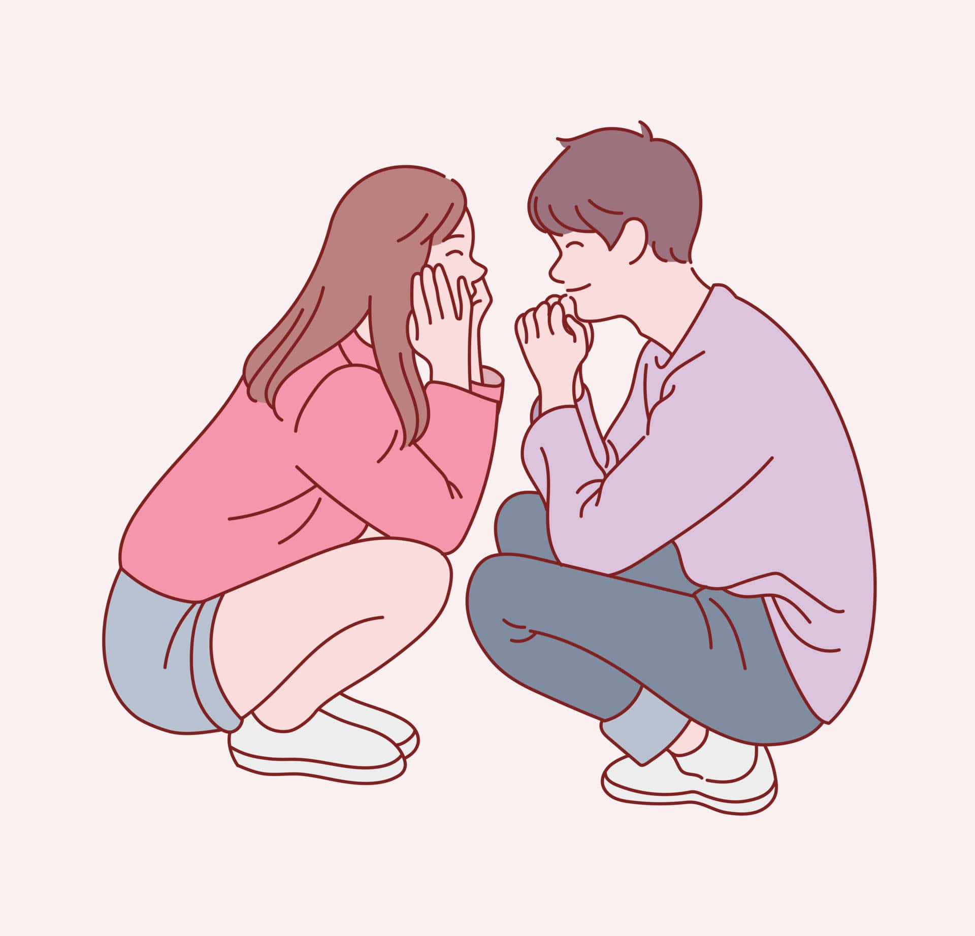 Pink Cartoon Couple Picture