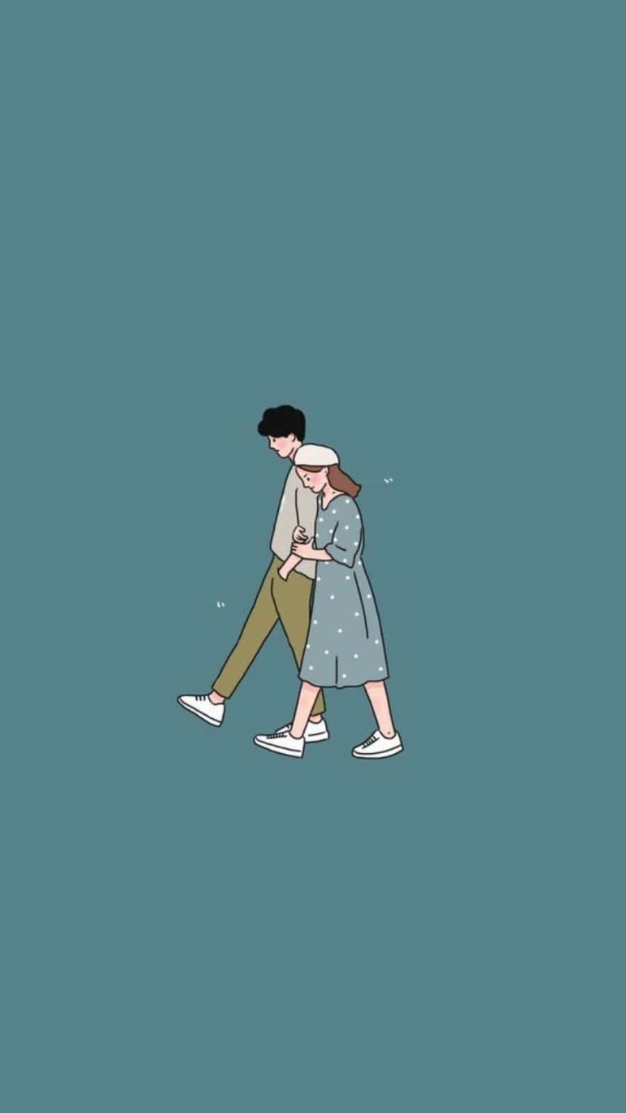 Cartoon Couple White Sneakers Picture