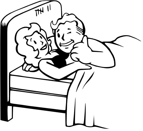 Cartoon Couplein Bed Thumbs Up PNG