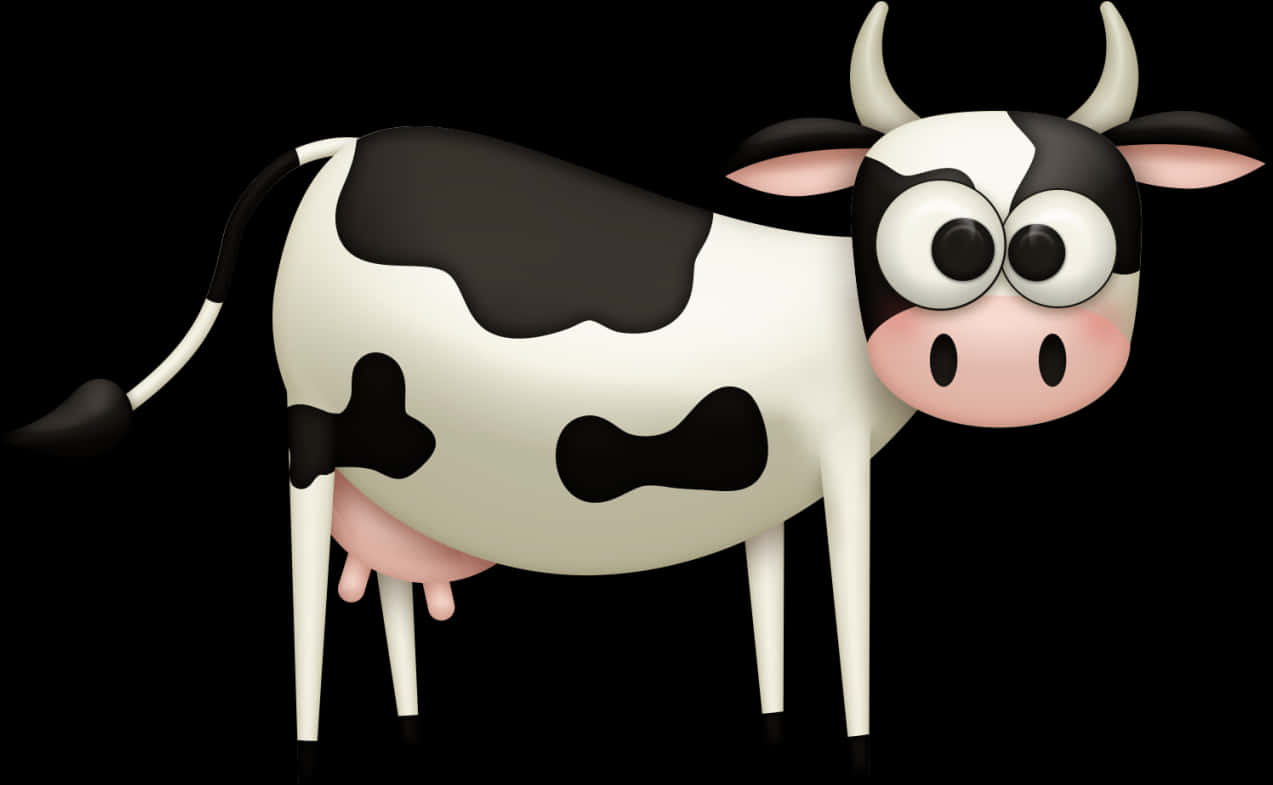 Cartoon Cow Black Background PNG