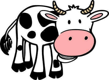 Cartoon Cow Black Background PNG