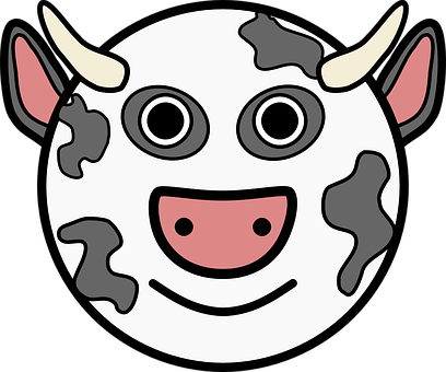 Cartoon Cow Face Graphic PNG