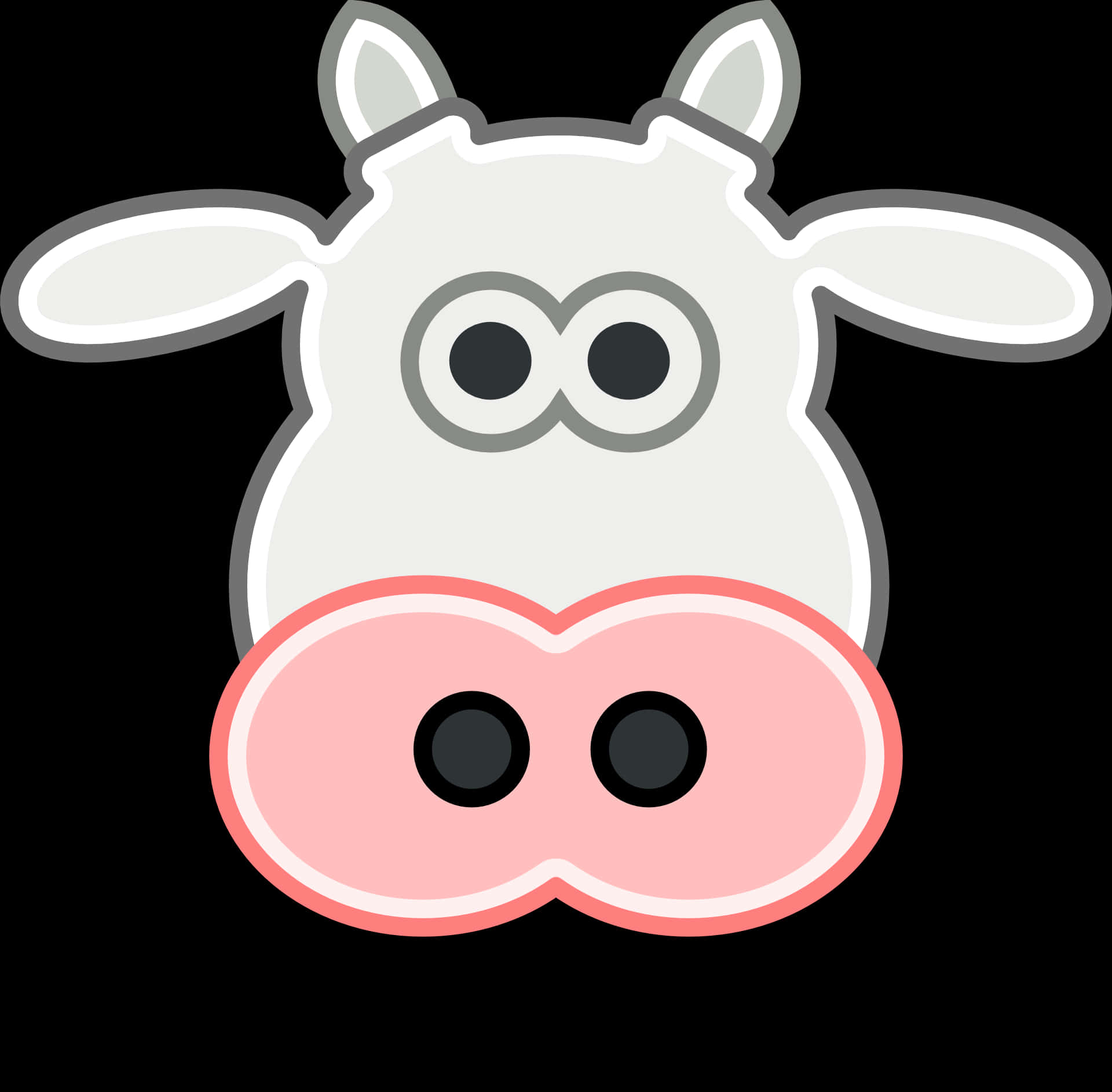 Cartoon Cow Face Graphic PNG