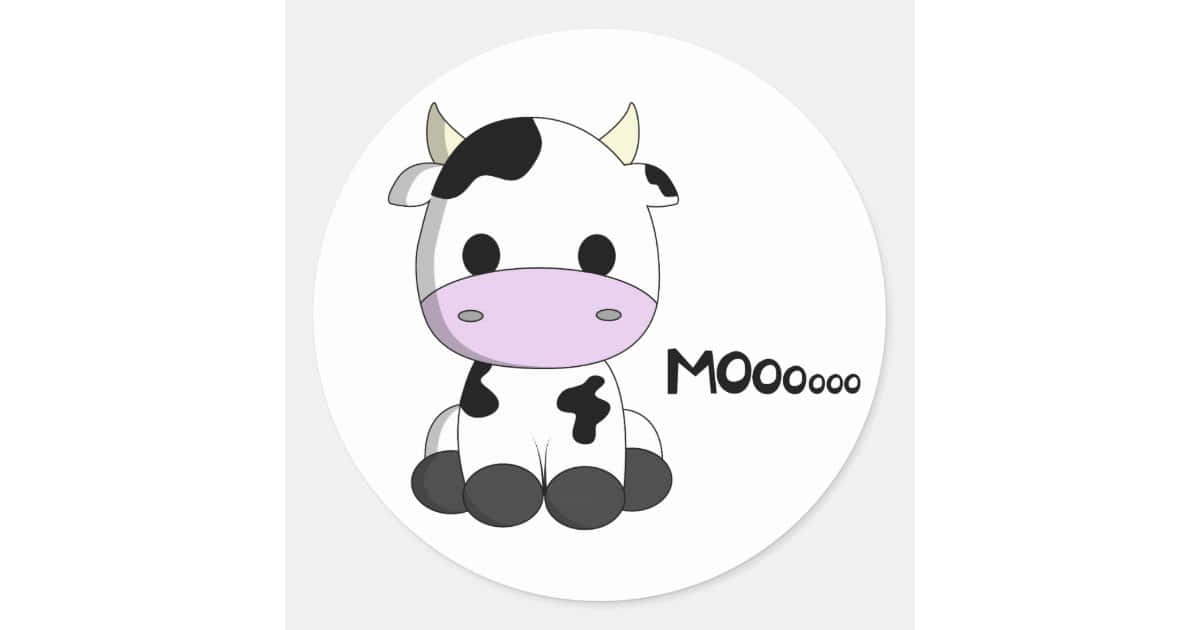 Cute Cow Sticker Oval