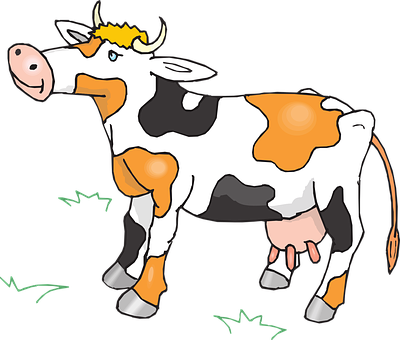 Cartoon Cow Standingin Field PNG