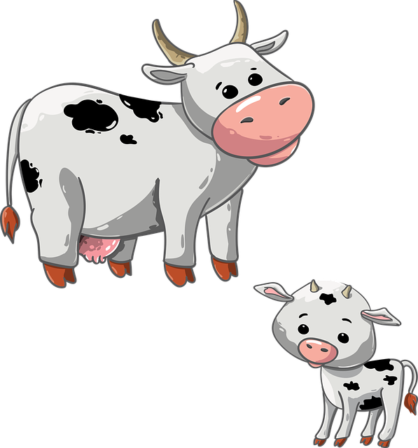 Cartoon Cowand Calf Illustration PNG