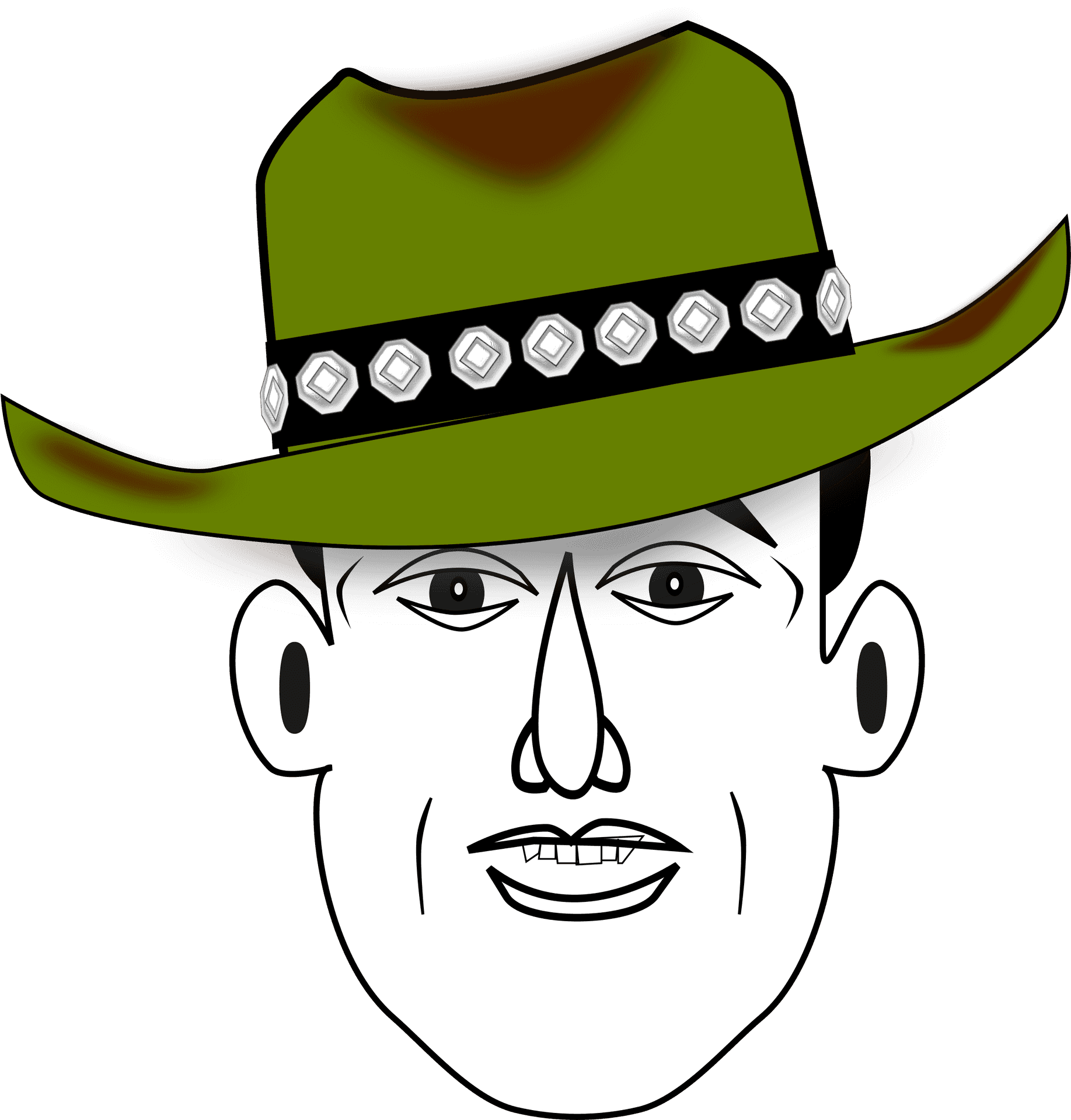 Cartoon Cowboy Hat Man PNG