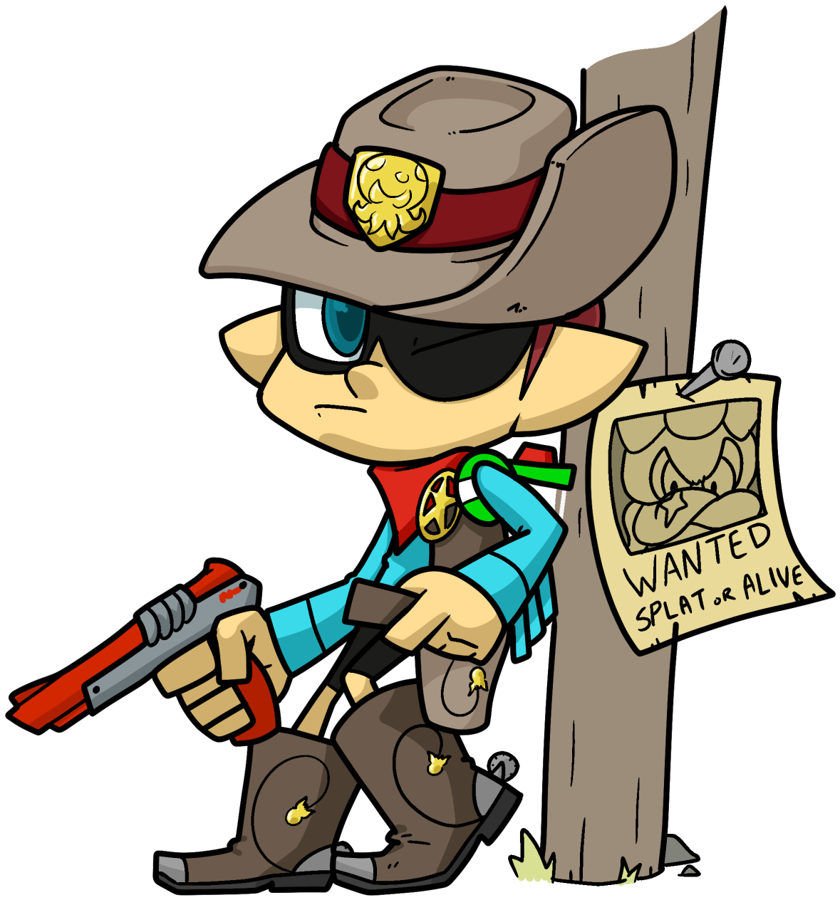 Cartoon Cowboy Squid Kid Wanted Poster PNG