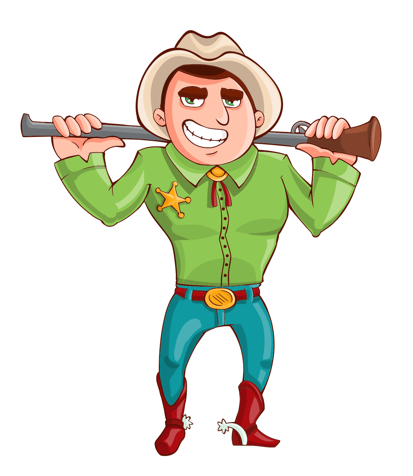 Cartoon Cowboy With Rifle PNG