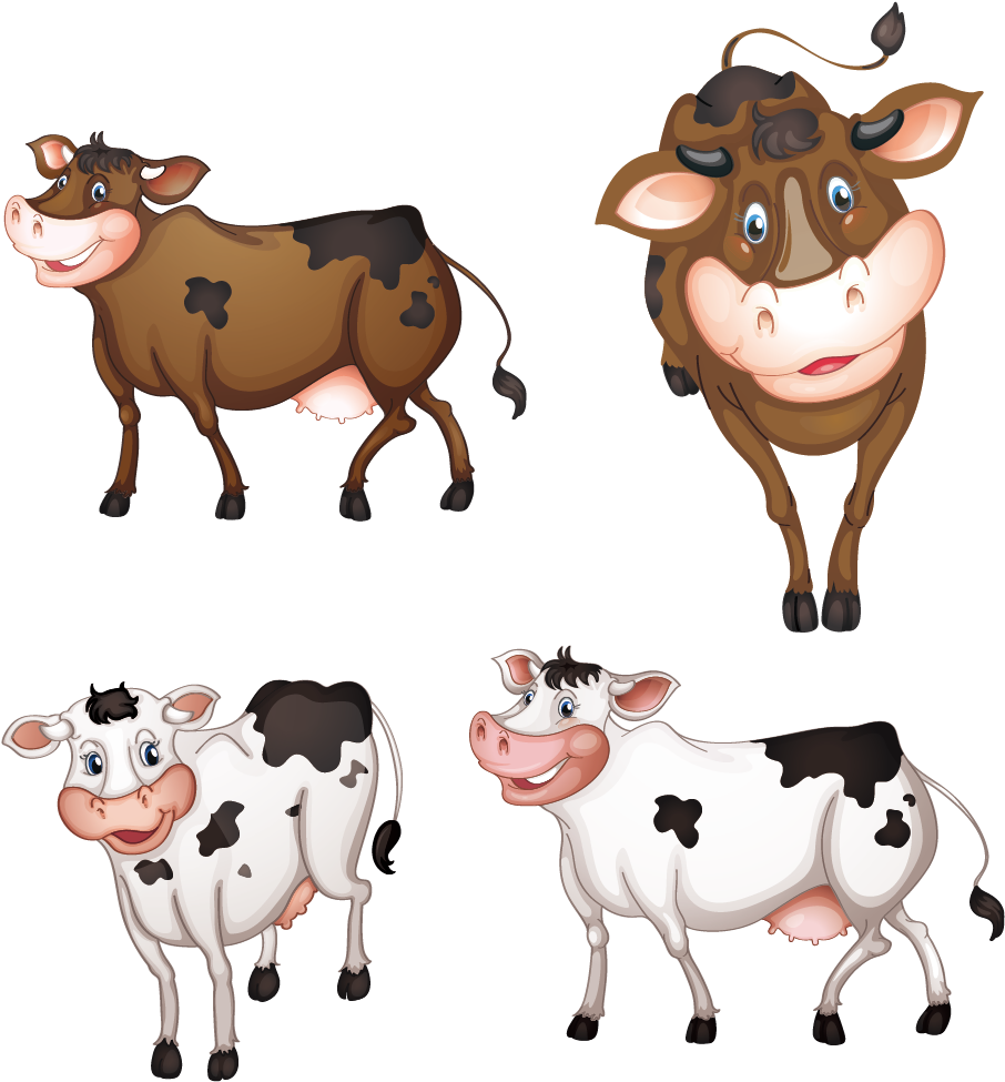 Cartoon Cows Collection PNG