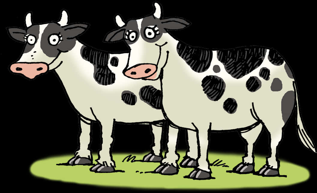 Cartoon Cows Standing Together PNG