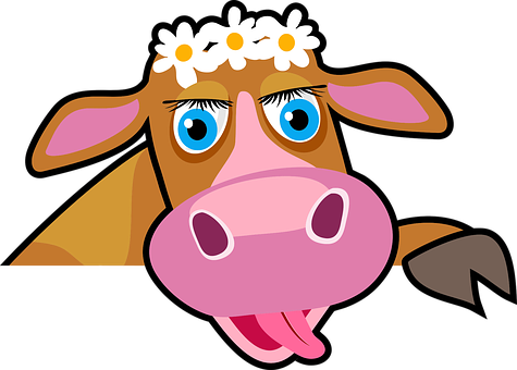 Cartoon Cowwith Daisy Headband PNG