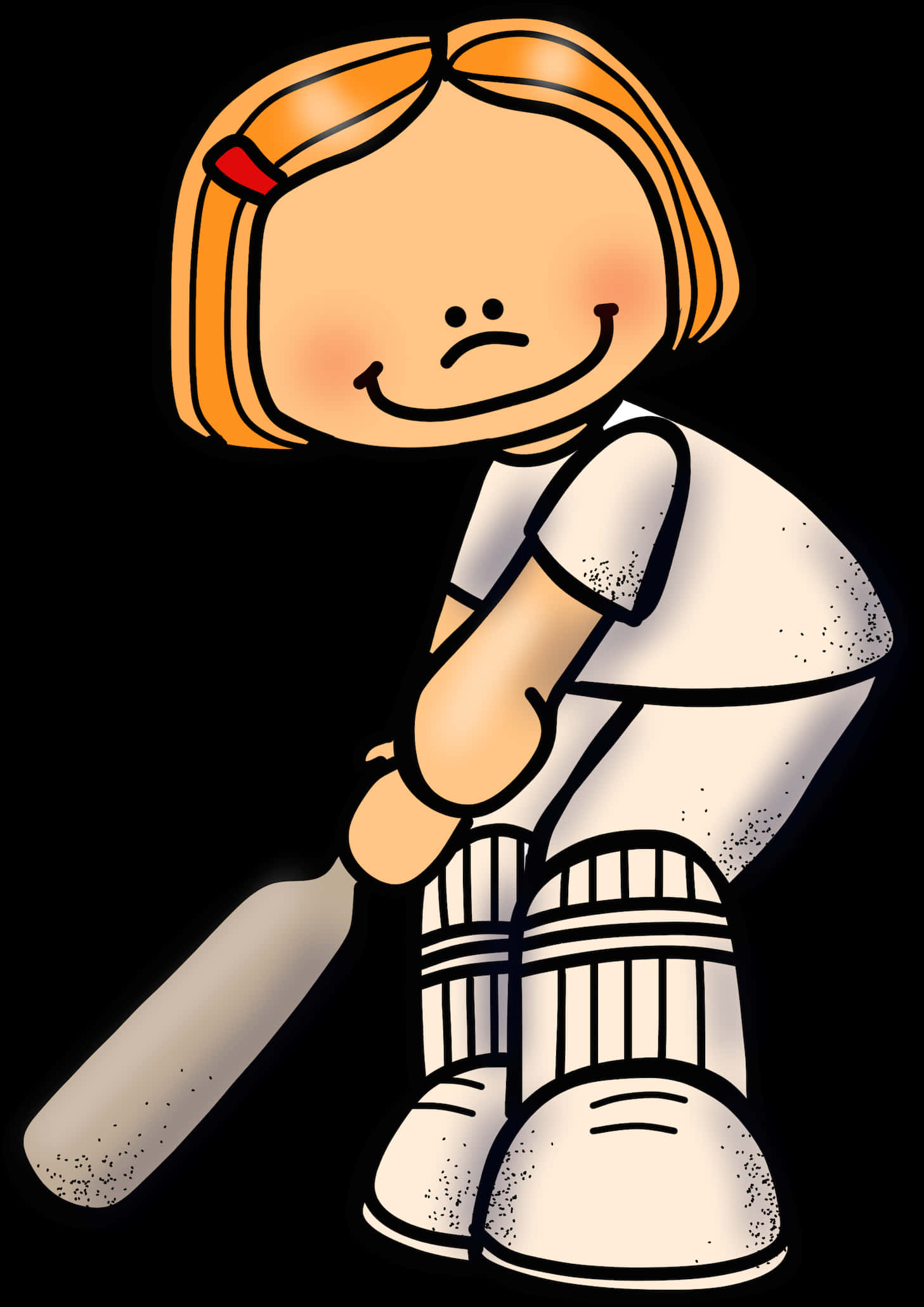 Cartoon Cricket Girl Batter PNG