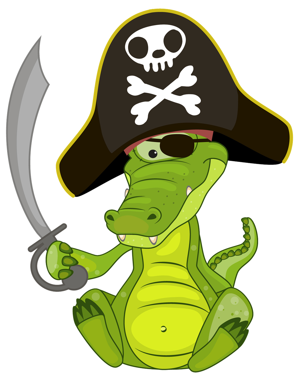 Cartoon Crocodile Piratewith Sword PNG